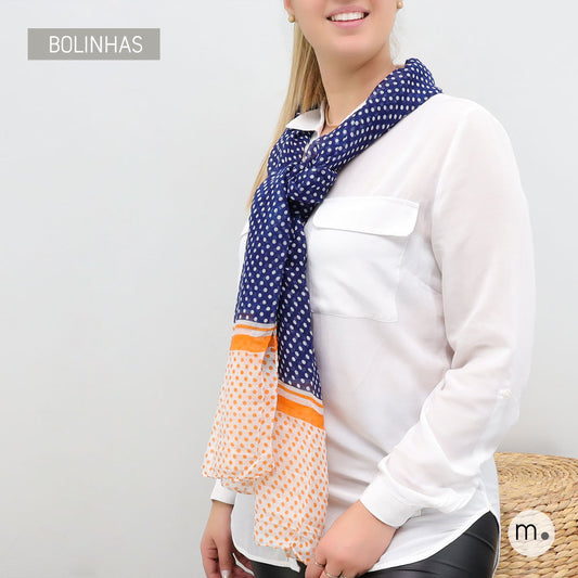 Bufanda de lunares - Azul