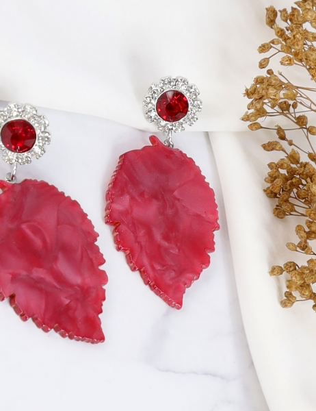 PENDIENTES DE HOJA - ROJOS