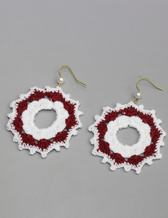 Pendientes de avellana - Blanco y burdeos