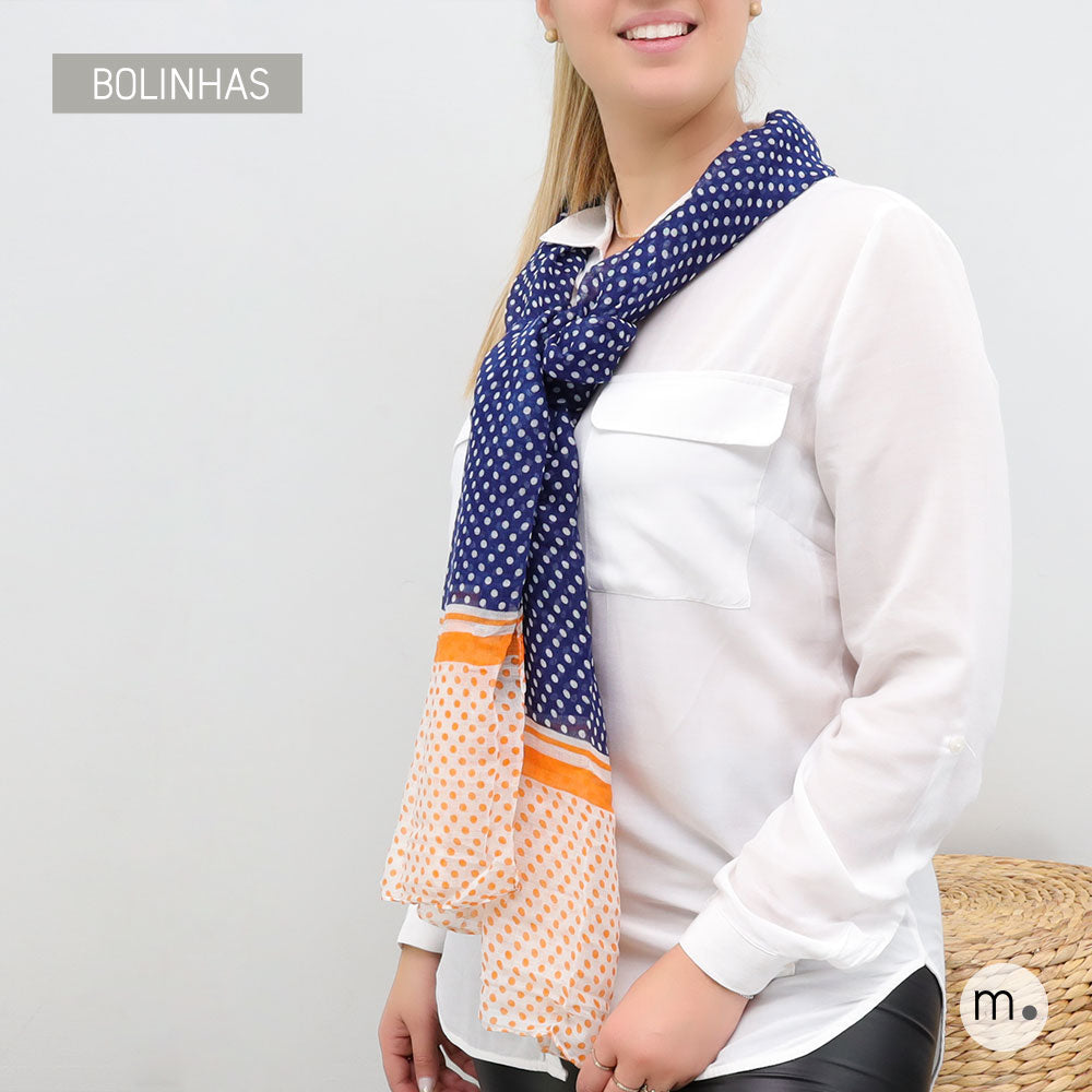 Bufanda de lunares - Azul