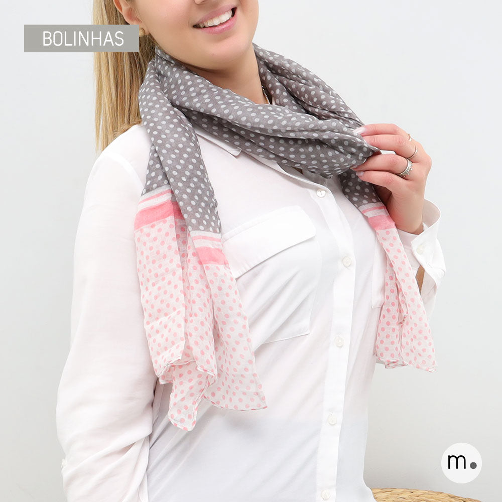 Bufanda de lunares - Gris