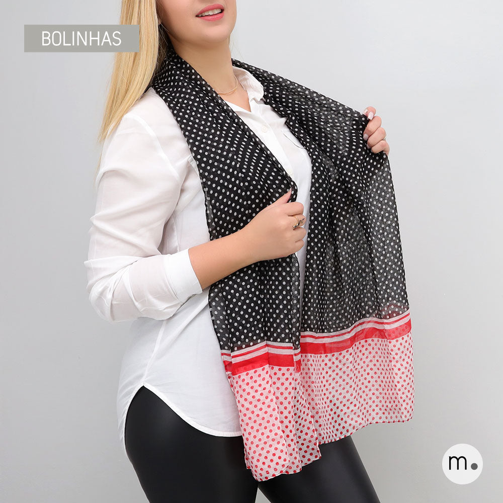 Bufanda de lunares - negra