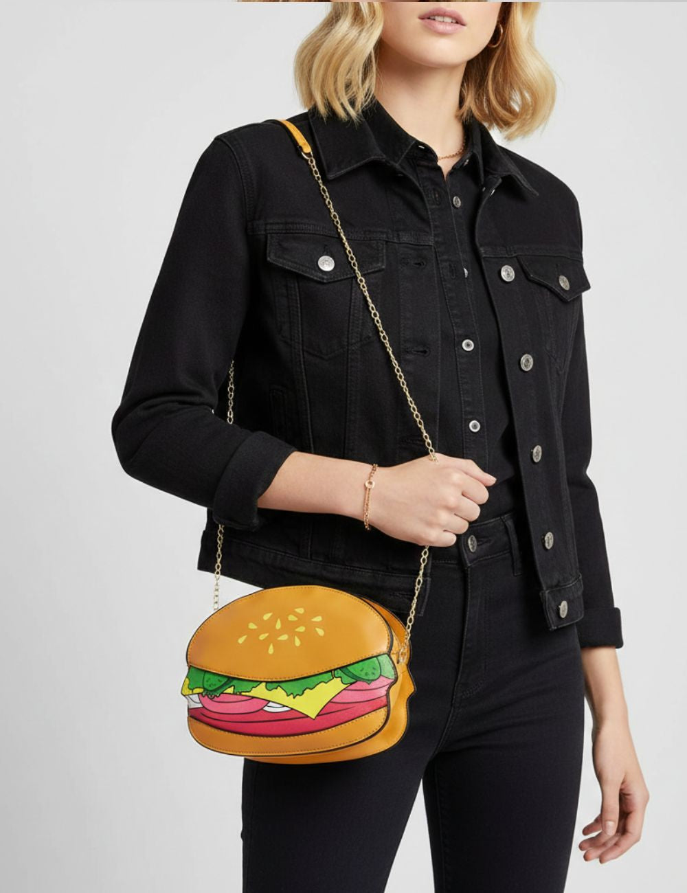 Bolso de hombro con forma de hamburguesa